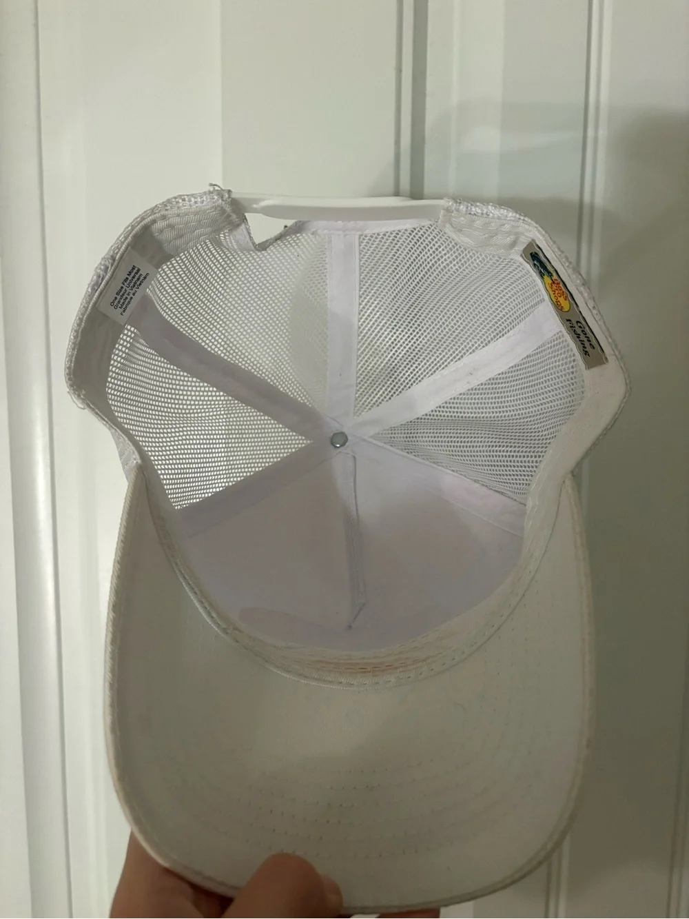 Bass Pro Shops White Cap with Yellow Logo and Green Bass
